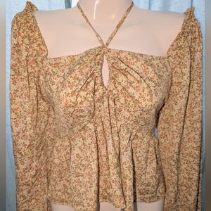 Floral Beige Women's Blouse